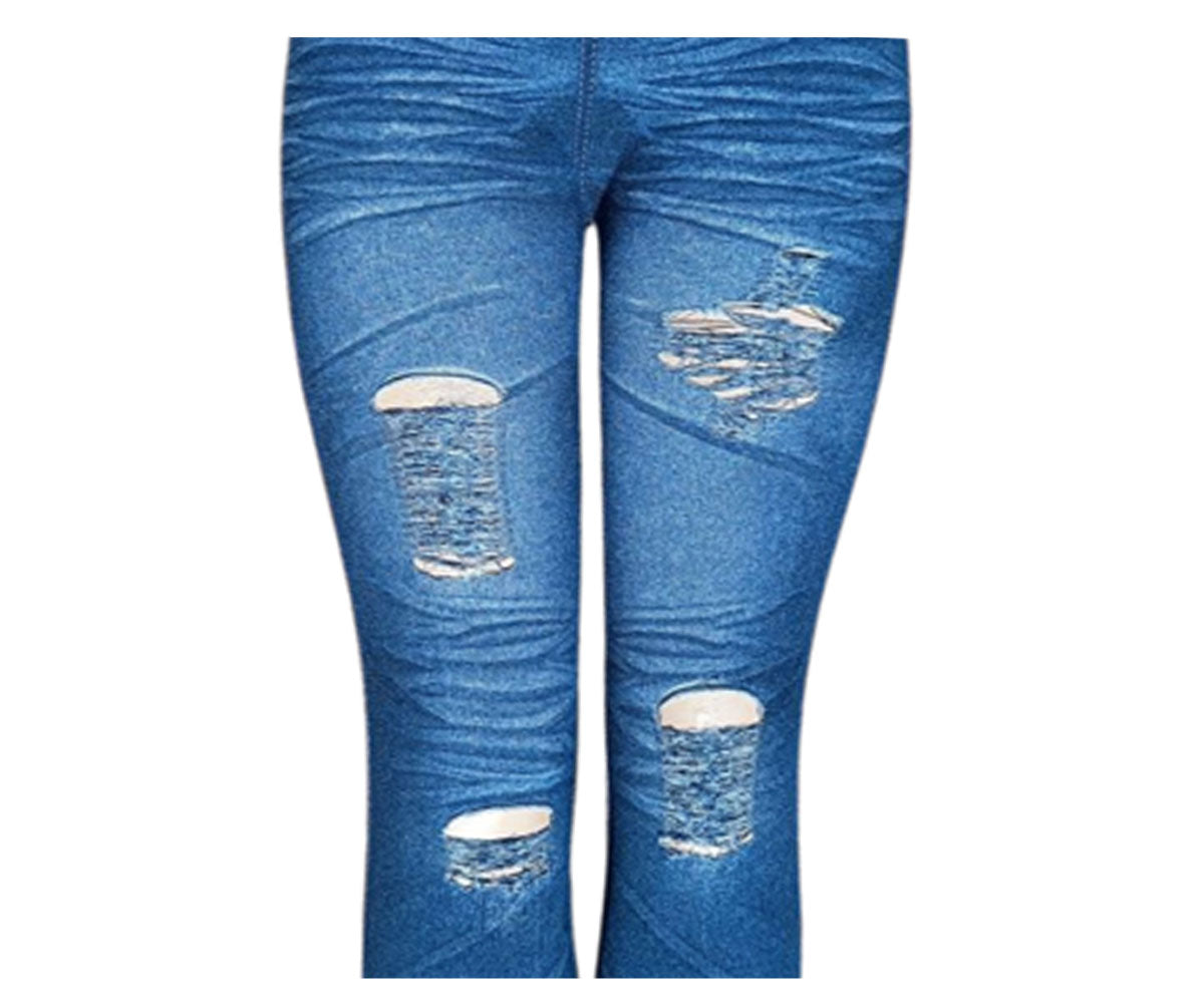 Legging Ripped - Denim Print