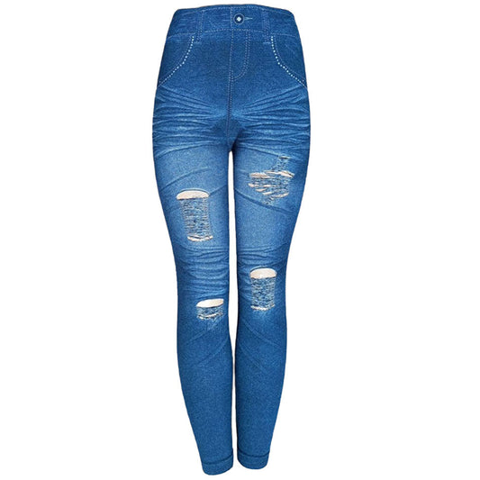 Legging Ripped - Denim Print