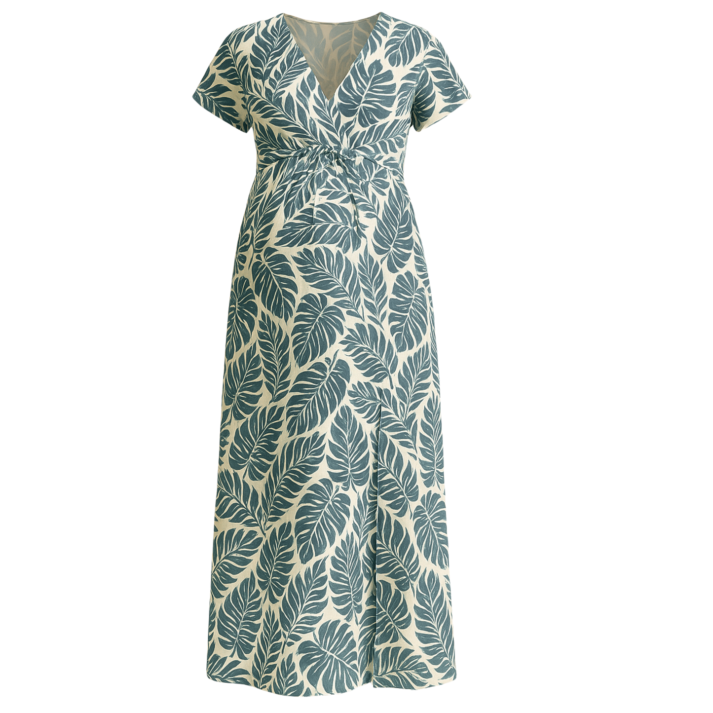Maternity Dress – Viscose Leaf Print Green