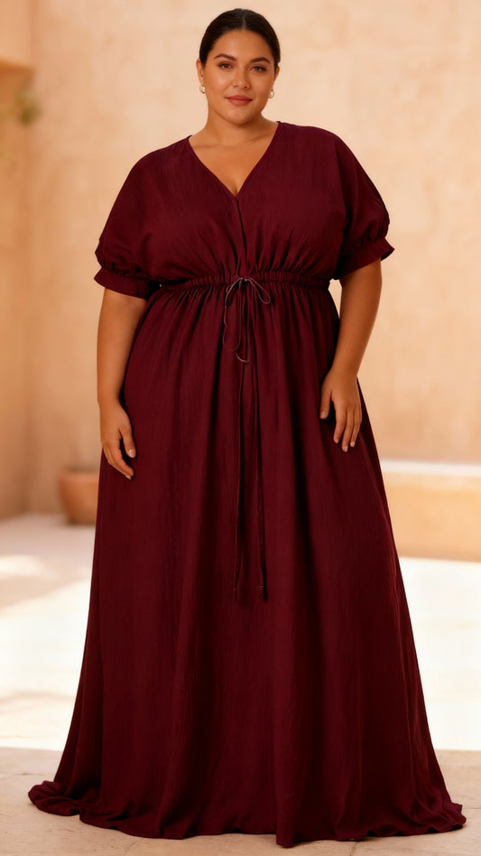 Womans Plus size summer Dress Wine Red