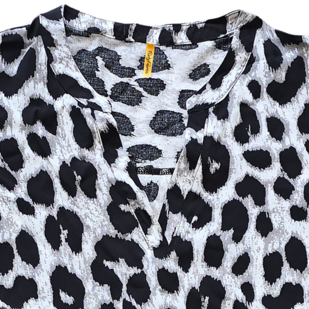 Flirty Fabrics Women's Leopard Print Viscose Tunic Shirt Dress