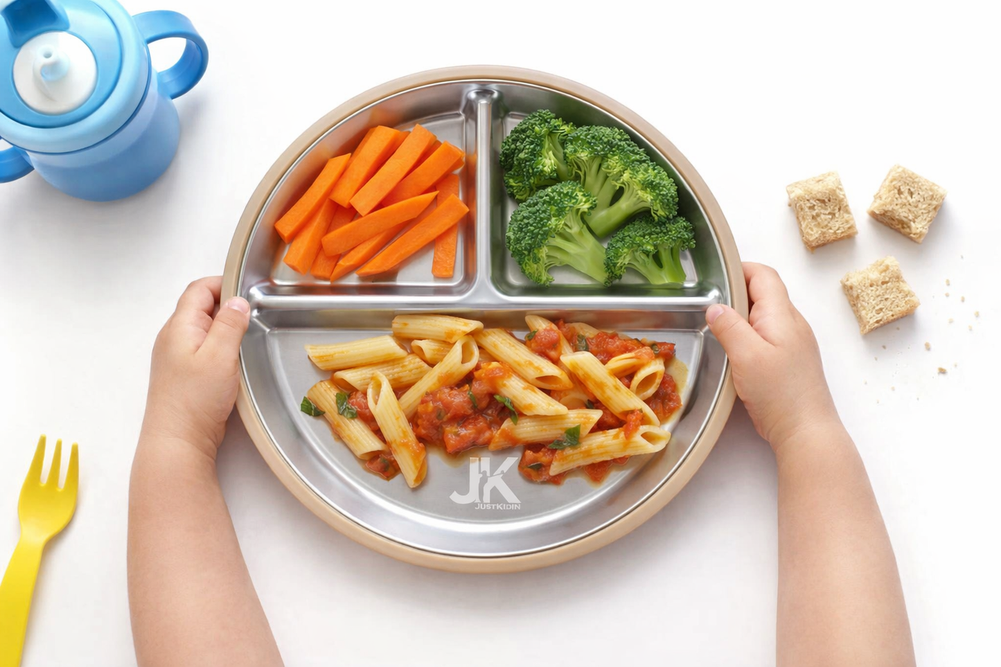 JKjustkidin Premium 304 Stainless Steel Baby Suction Plate BPA Free