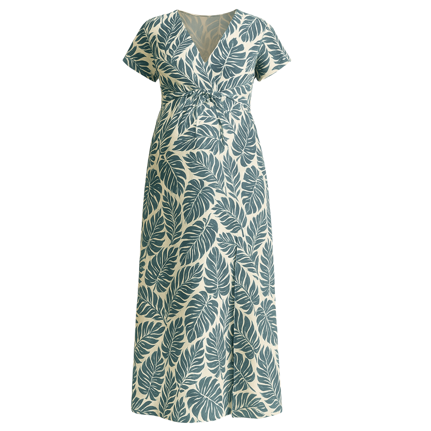 Maternity Dress – Viscose Leaf Print Green