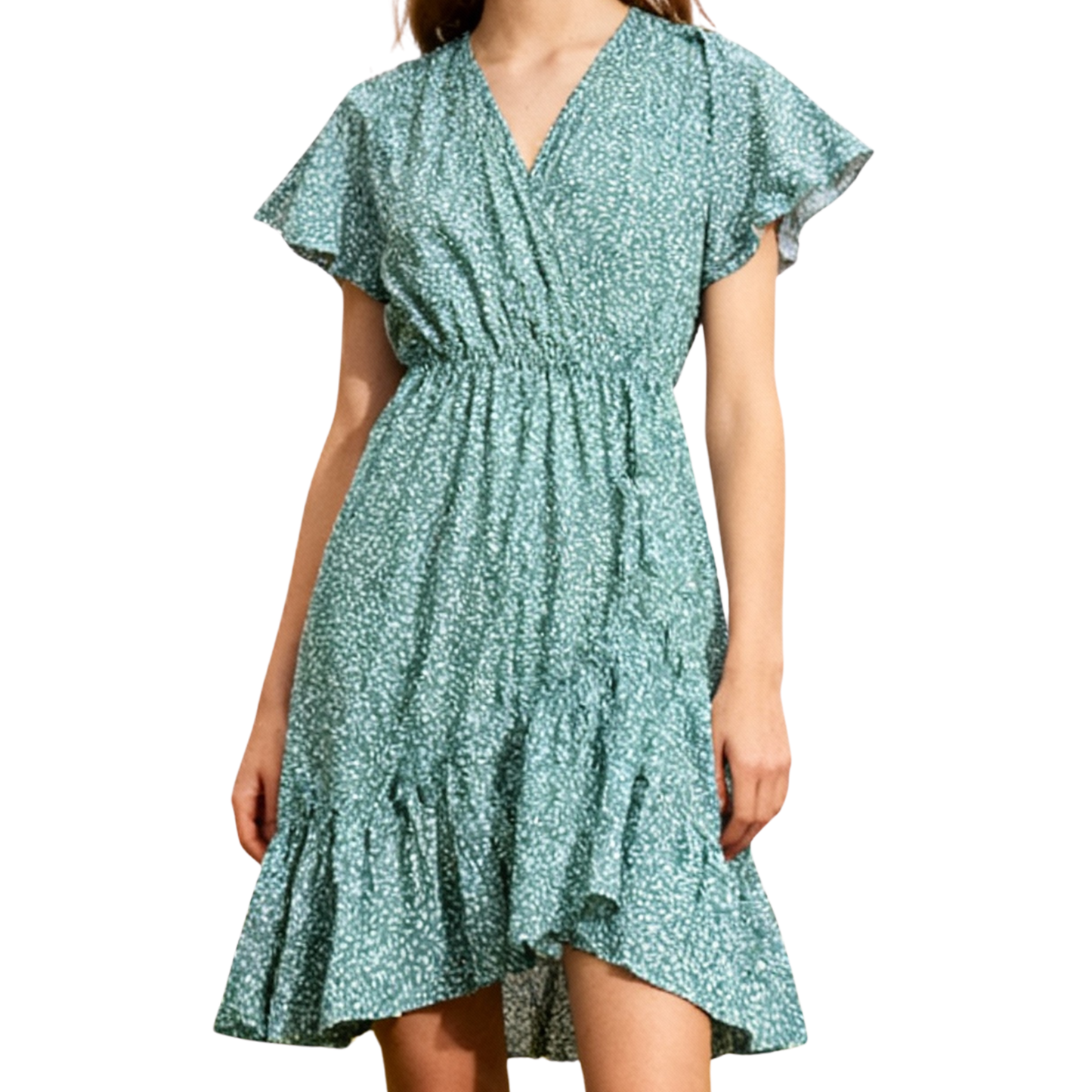 Womans Leafy Breeze Viscose Summer Dress Green
