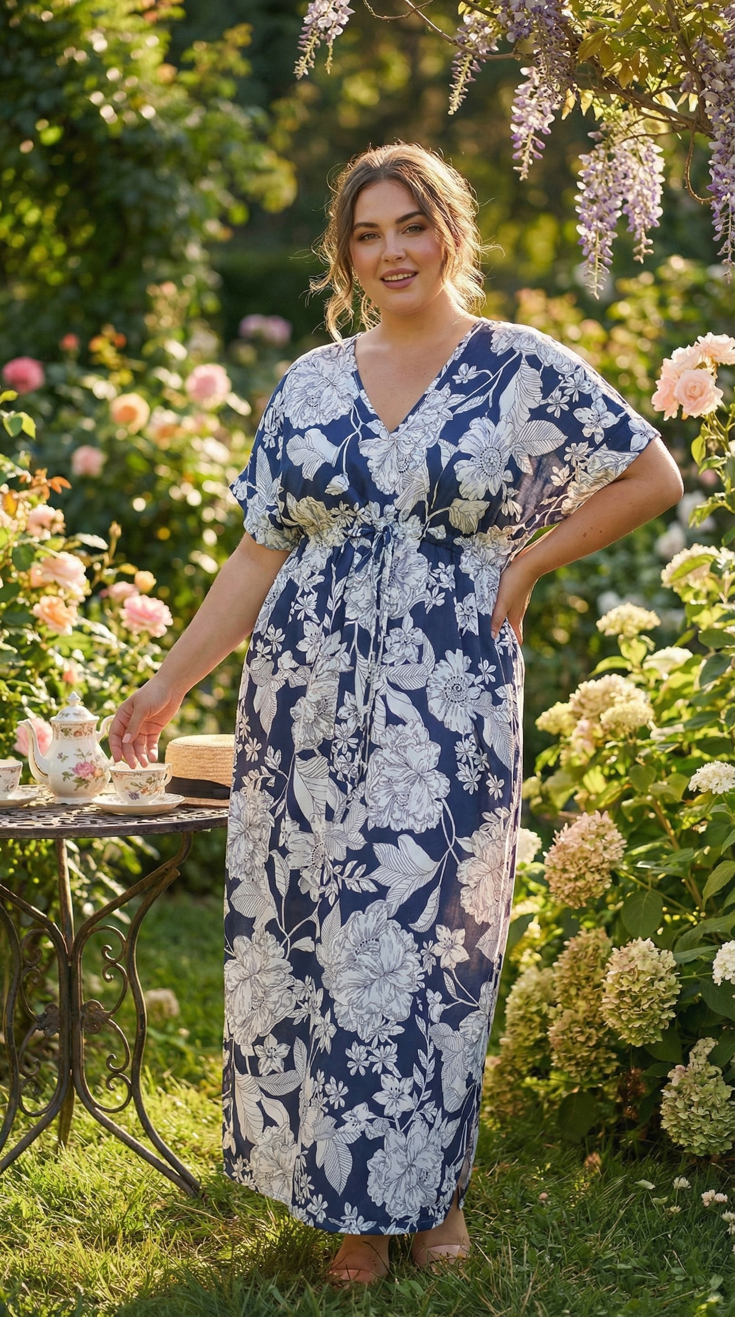 Womans Plus size Floral print Navy
