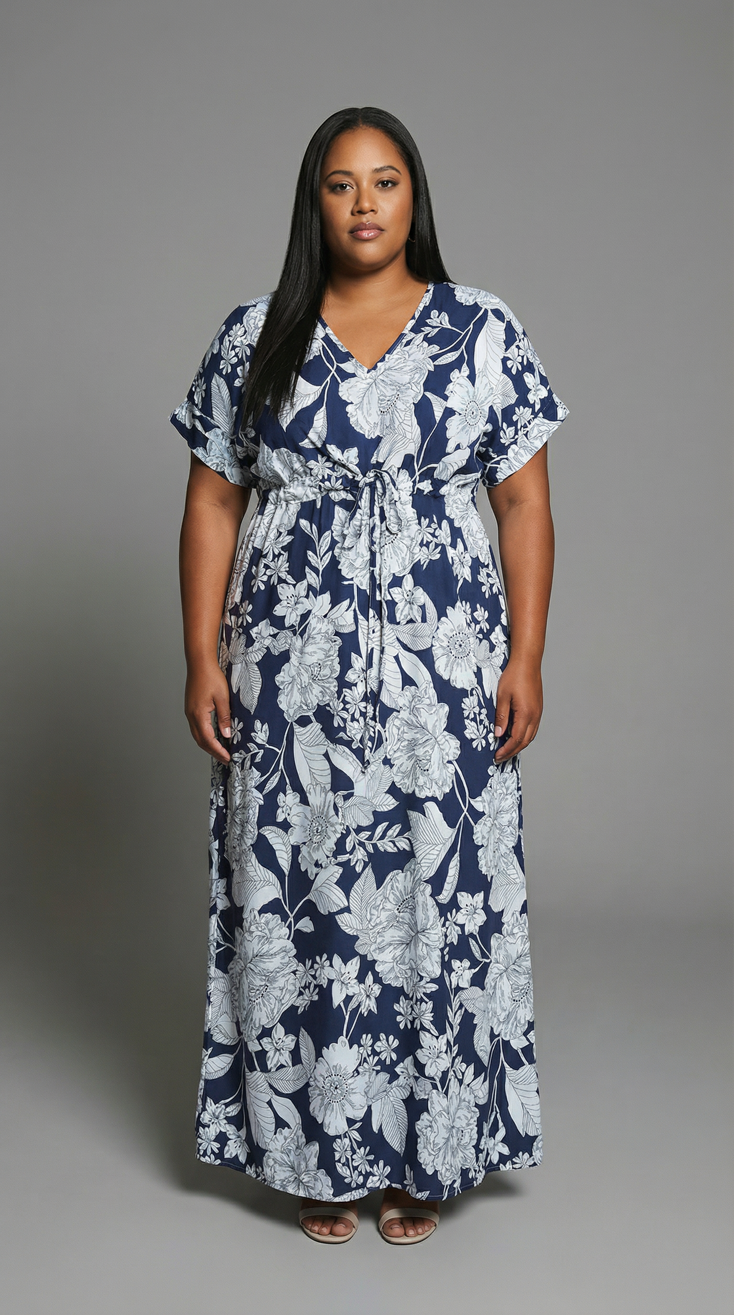 Womans Plus size Floral print Navy