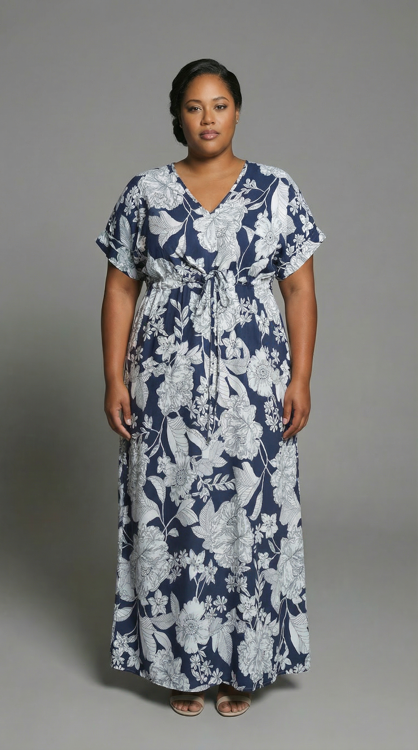 Womans Plus size Floral print Navy