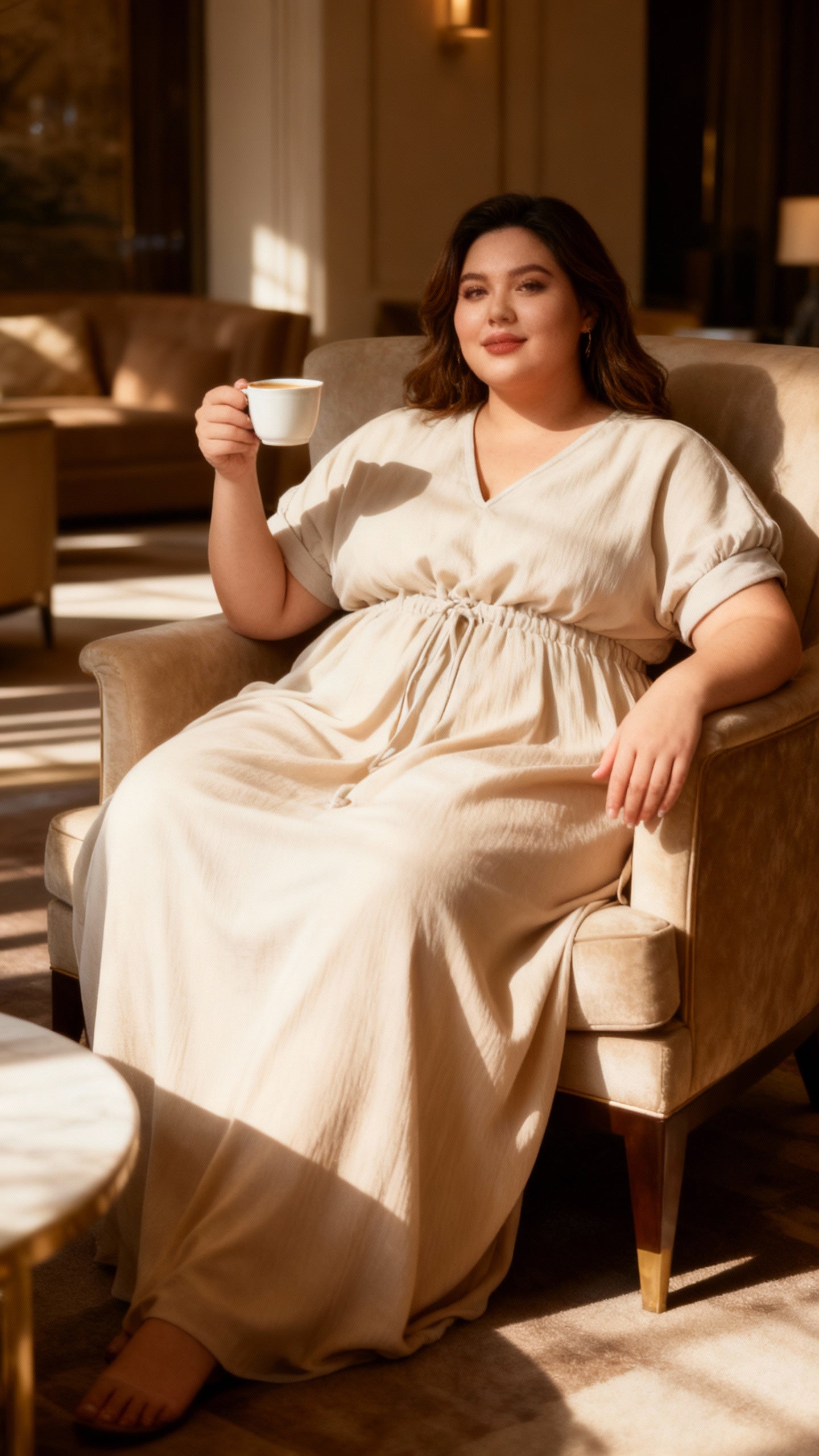 Womans Plus size summer Dress Beige