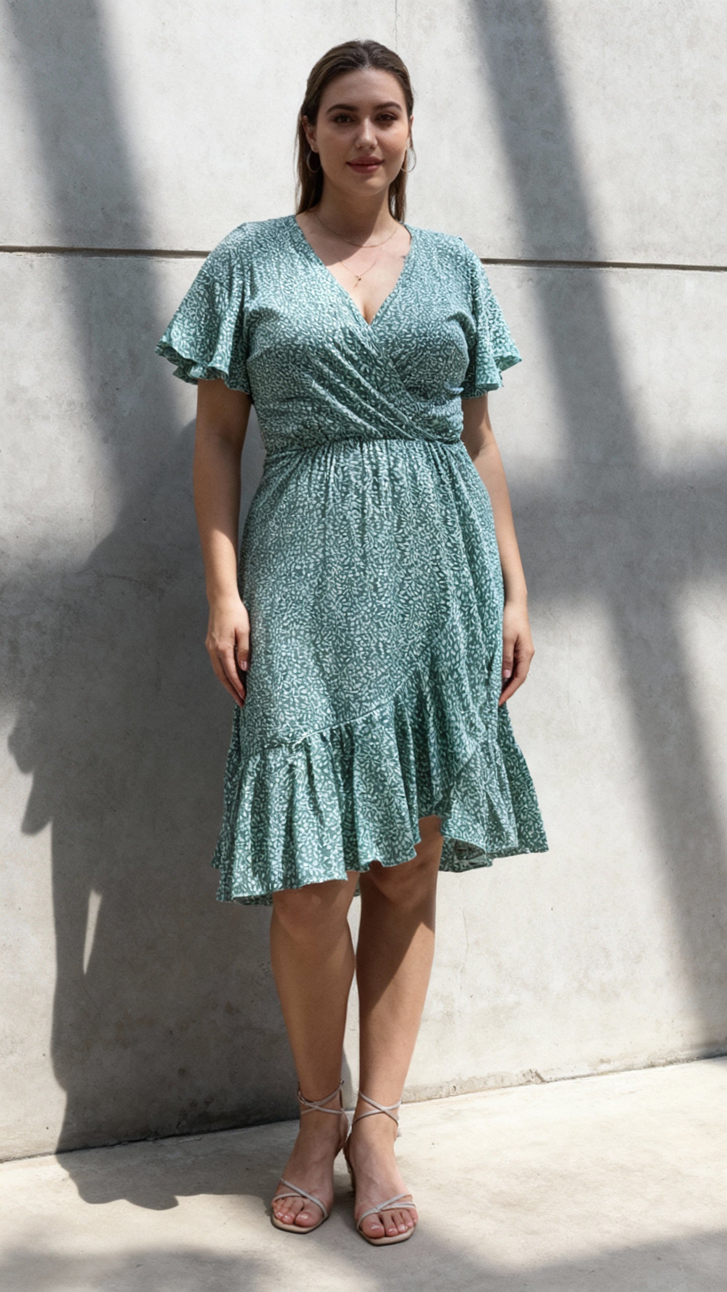 Womans Leafy Breeze Viscose Summer Dress Green