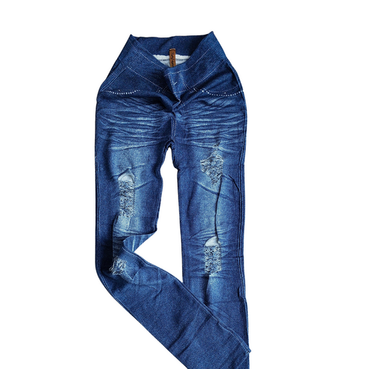 Legging Ripped - Denim Print