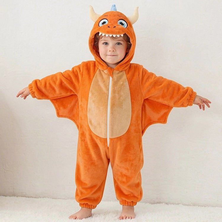 JKjustkidin Kids Orange Dragon Costume Jumpsuit Onesie with 3D Details