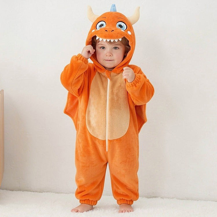 JKjustkidin Kids Orange Dragon Costume Jumpsuit Onesie with 3D Details
