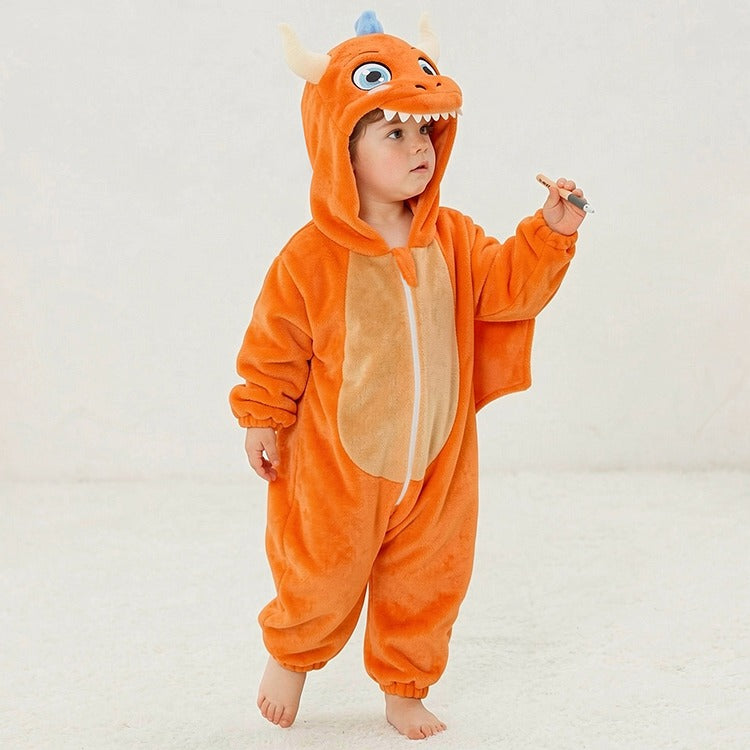 JKjustkidin Kids Orange Dragon Costume Jumpsuit Onesie with 3D Details