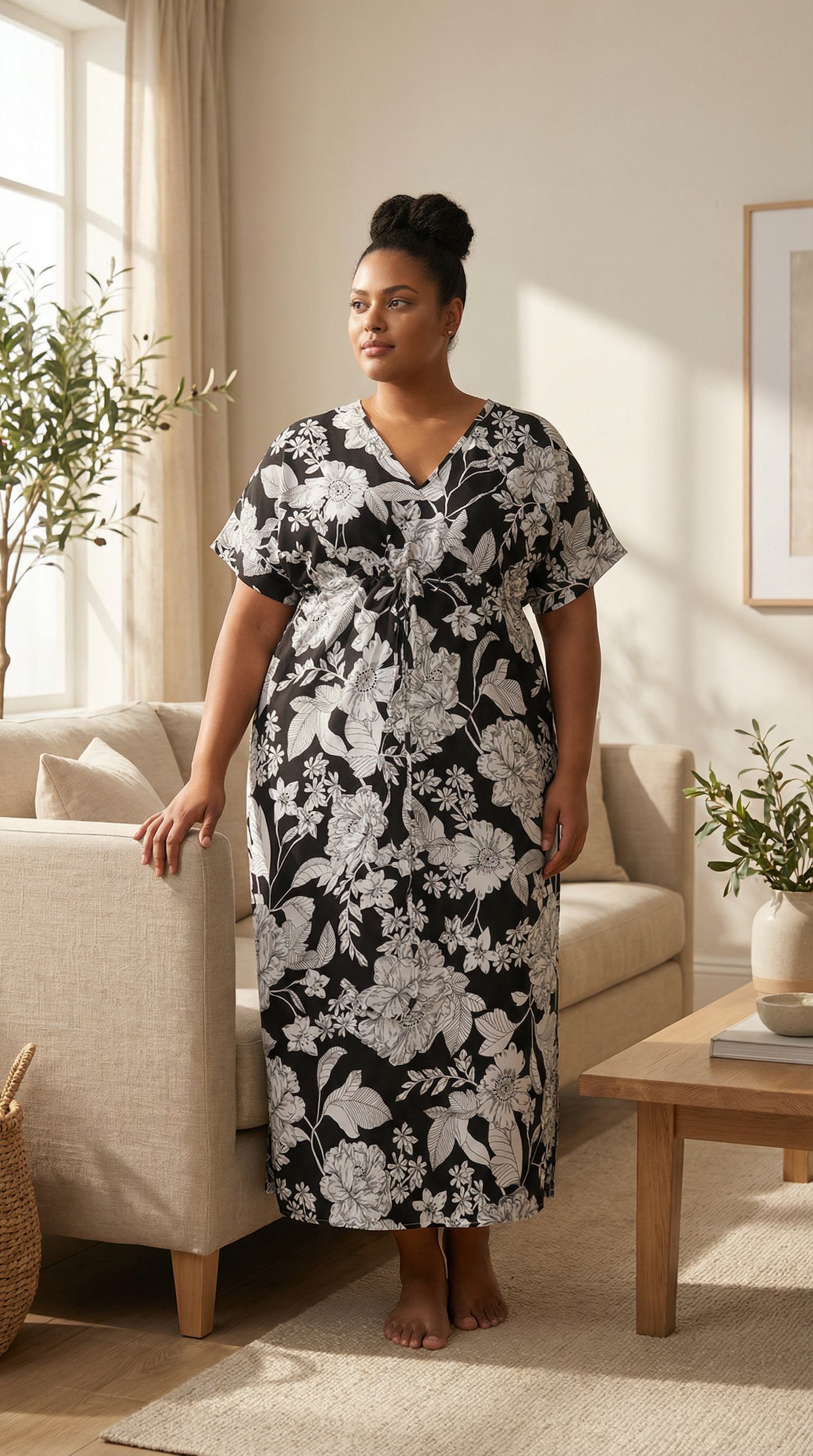 Womans Plus size Floral print Black