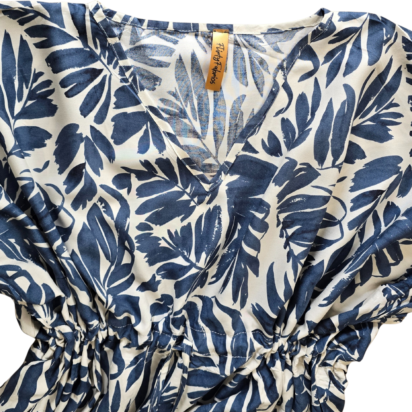 Maternity Dress – Viscose Leaf Print Blue