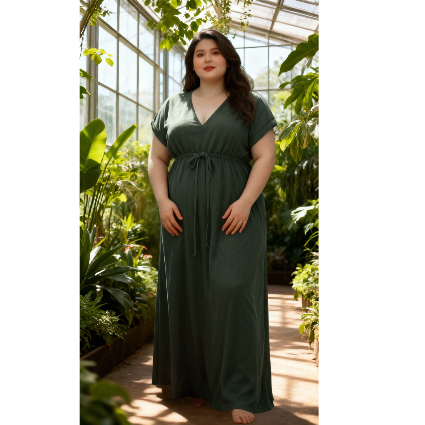 Womans Plus size summer Dress Olive