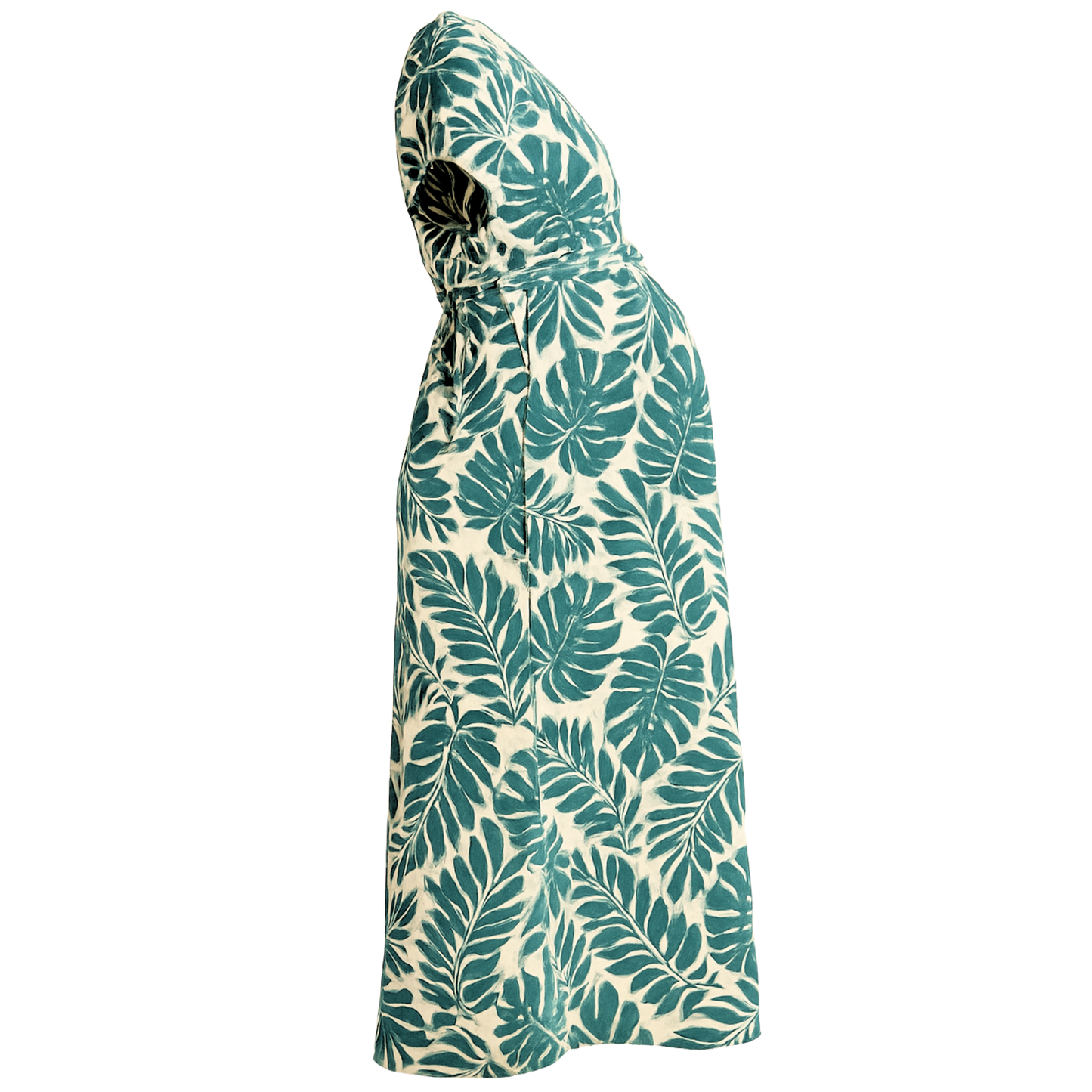Maternity Dress – Viscose Leaf Print Green