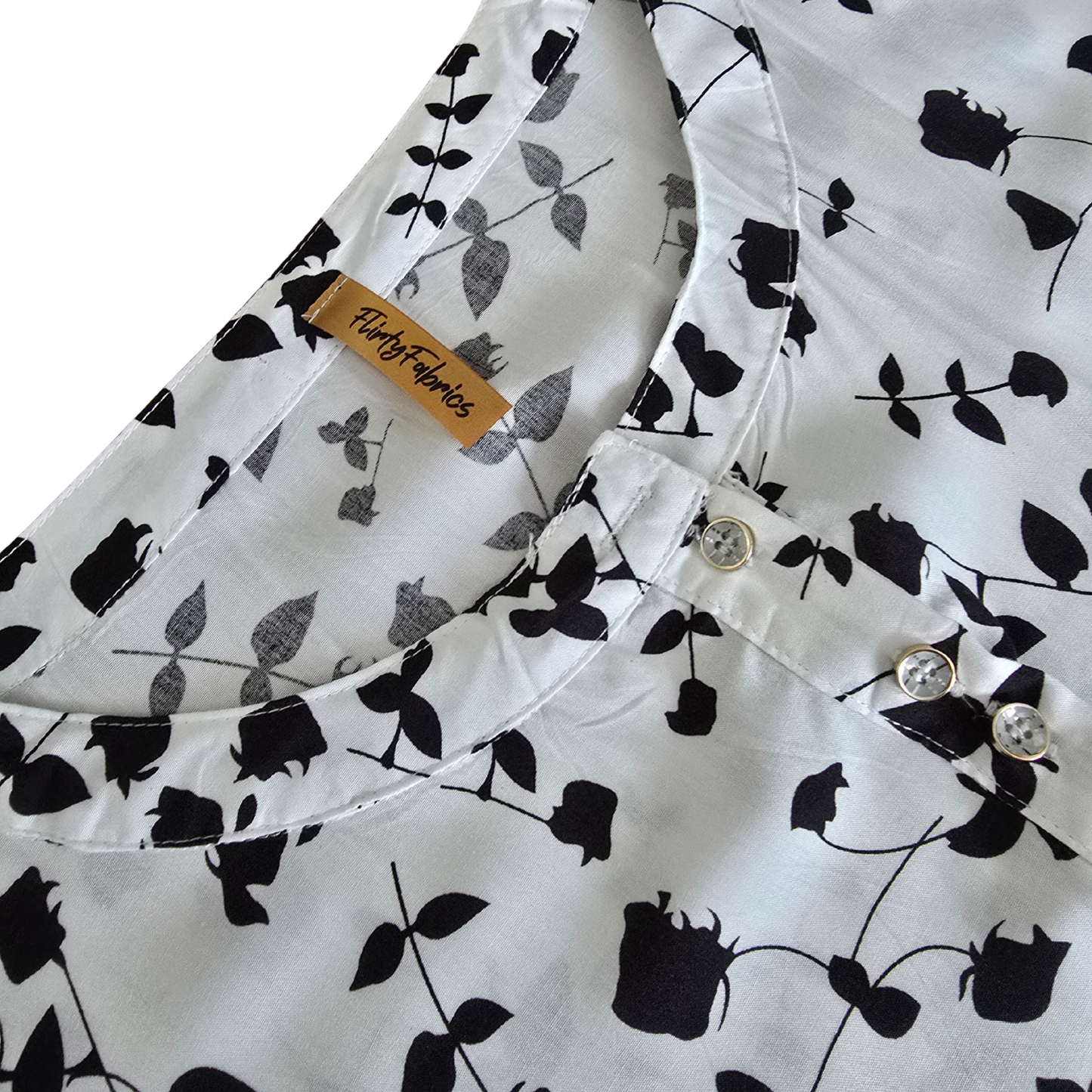 Women’s Black & White Leaf Print Viscose Mini Dress with Balloon Sleeves and Tie Waist