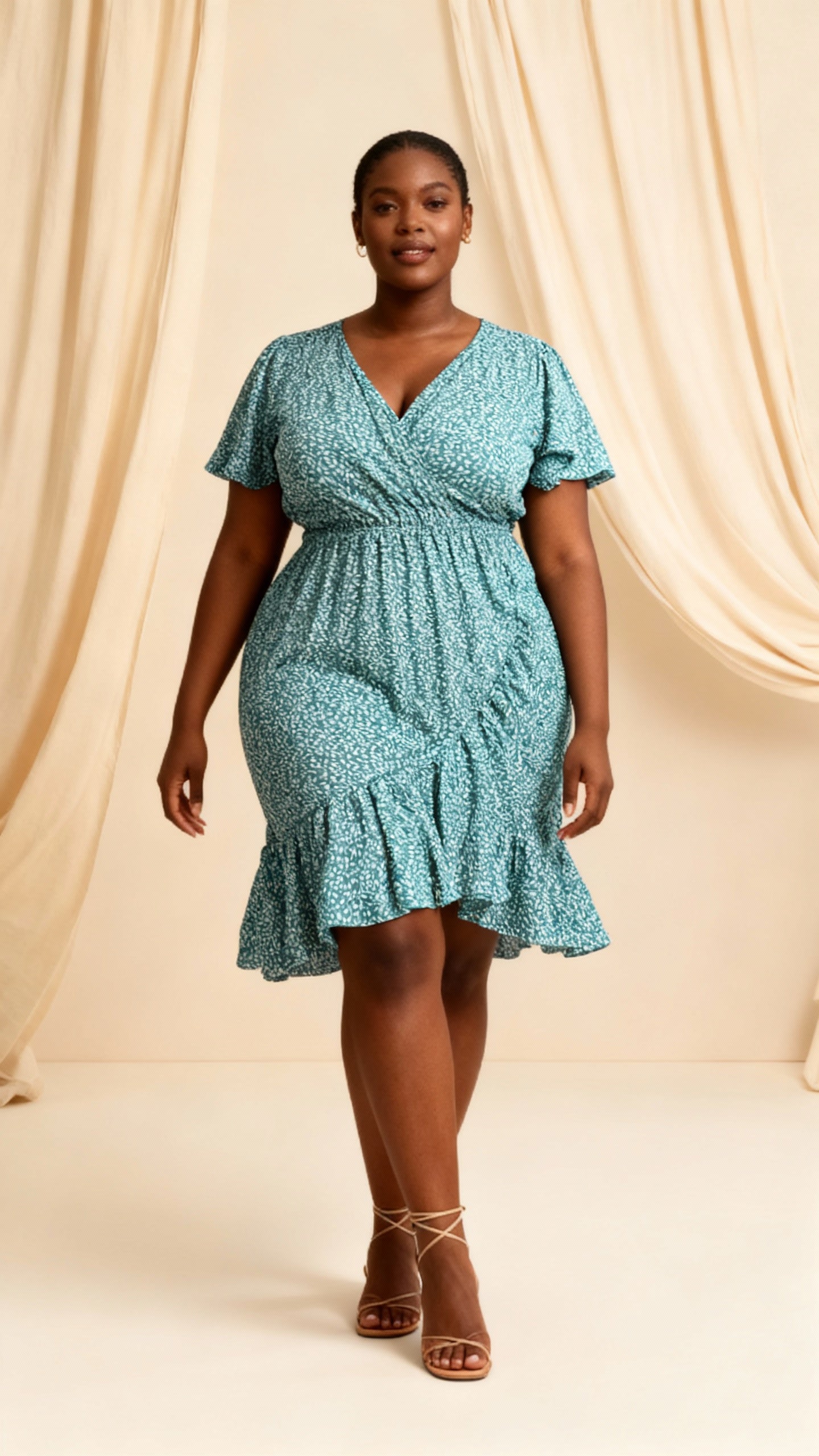 Womans Leafy Breeze Viscose Summer Dress Green