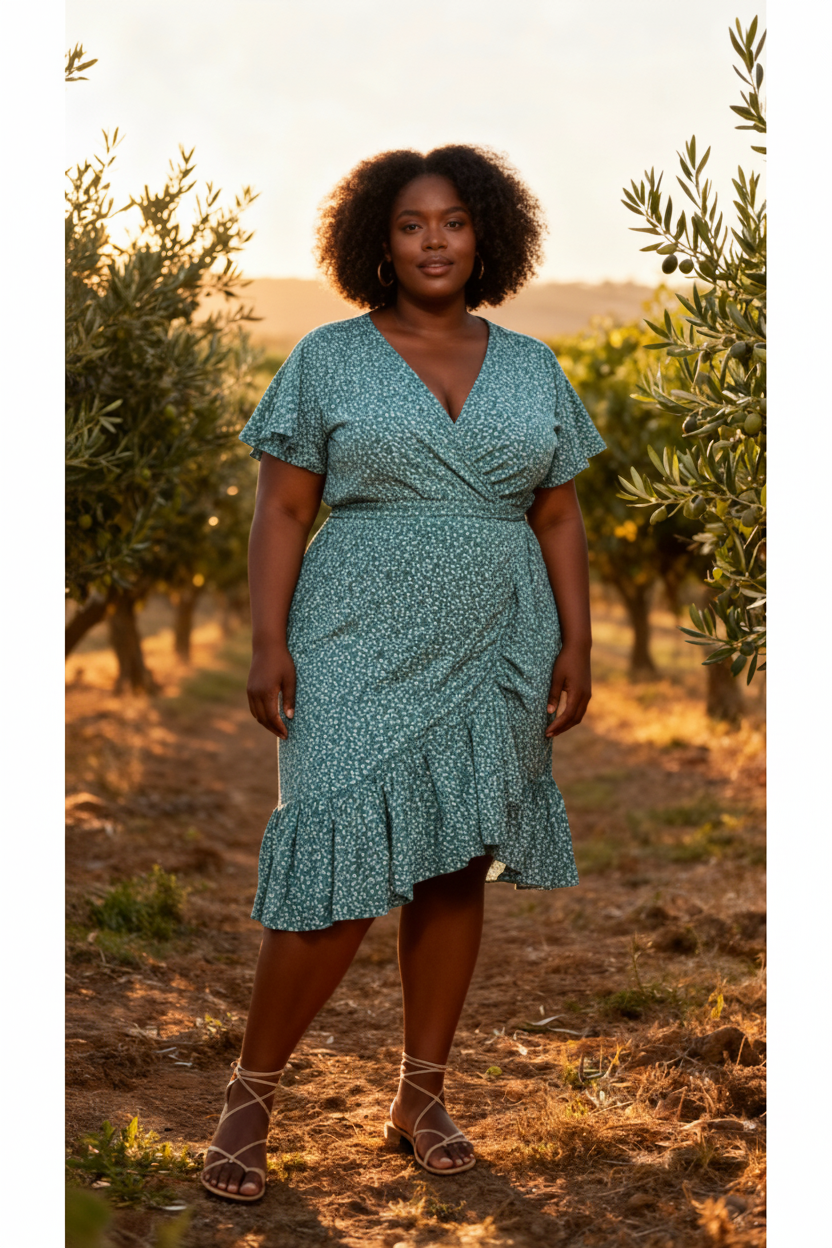 Womans Leafy Breeze Viscose Summer Dress Green