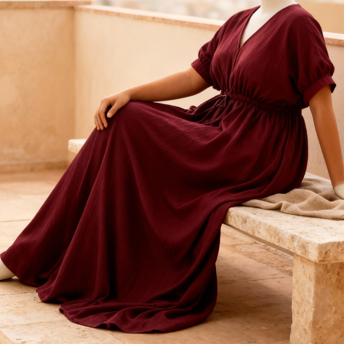 Womans Plus size summer Dress Wine Red